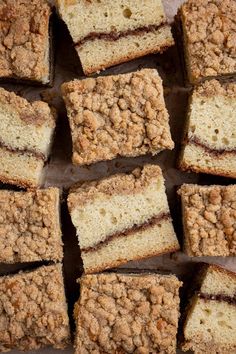 several slices of cake sitting on top of each other