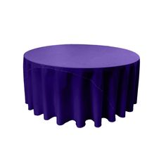 a round table with purple cloth on it