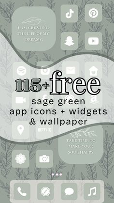 free sage green app icons, sage green phone wallpaper, motivational widgets Sage Green App Icons Settings, Sage Green Aesthetic Icons For Apps, Sage Green Iphone Aesthetic App Icons, App Icon Packs Free, Sage Green Icons For Apps, Sage Green Widgets, Sage Green App Icons Facetime, Aesthetic Homescreen Layout Iphone, Sage Green App Icons Youtube