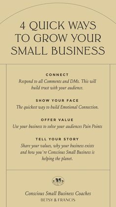 an advertisement for small business with the words 4 quick ways to grow your small business