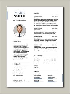 a professional resume template with an image on the front and back cover, in blue