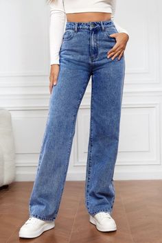 Denim Decor, Middle Age Fashion, Denim Patterns, Straight Leg Denim, Ankle Length Pants, Denim Trousers, Outfit Casual, Straight Pants, Vintage Jeans