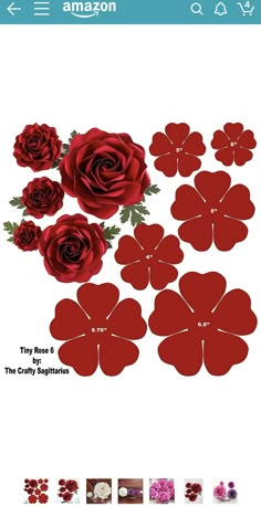 red roses are arranged in the shape of four petals, and one is cut out to make