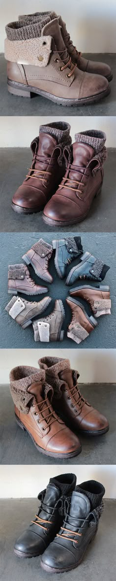 Amazing booties at an amazing price! Check out newest addition of adorable sweater ankle boots at http://www.shophearts.com Womens Winter Fashion, Fall Boots, Womens Winter, Combat Boot, Sweater Boots, Crazy Shoes, Shoe Obsession, Winter Shoes, Mode Inspiration