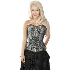 Versa Silver Brocade Overbust Corset Brocade Corset, Silver King, Wedding Corset, Gothic Romance