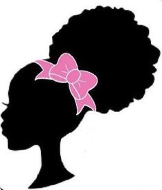 the silhouette of a woman with a pink bow in her hair