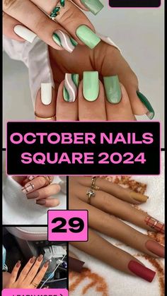 October Nails Square, Black Shapes, Long Square Nails, Square Nail Designs, October Nails