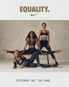 three women in black sports bras are posing for the camera with their arms stretched out