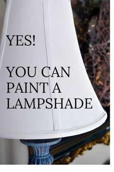 a lamp shade with the words yes you can paint a lampshade on it