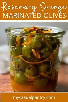 glass jar filled with marinated olives. Warm Citrus Marinated Olives, Citrus Marinated Olives, Green Olives Recipes, Marinated Olives And Cheese, Olive Appetizers, Antipasto Platters, Cookout Ideas