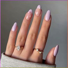 Buy Spring Summer Trendy Purple Fake Nails, Glossy Floral Pattern False Nails, Women's French Tips Cute Press On Nails at Walmart.com Simple Spring Nails, Back To School Nails, Cute Simple Nails, Purple Nail Designs, School Nails, Nail Designs Spring, Floral Nails, French Tip Nails, Purple Nails