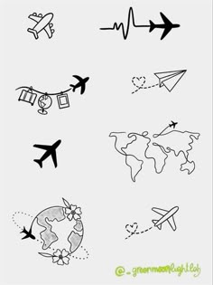 an image of different airplanes flying around the world