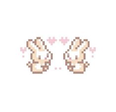 an image of two pixelated rabbits with pink hearts on their ears and one is holding the