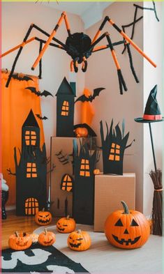 Get inspired with these Halloween-themed DIY projects. Perfect for adding a personal, spooky touch to your home this season. Preschool Halloween Decor, Tissue Paper Halloween Decorations, Easy Halloween Home Decor, Kindergarten Halloween Decorations, Halloween Decoration For School, Easy Halloween Photo Backdrop, Halloween Classroom Decorations Diy, Halloween Decorations Kindergarten, Halloween Decorations For Preschool