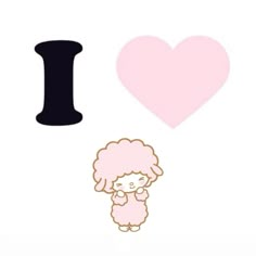 i love sheep with pink and black heart in the background, next to an image of a