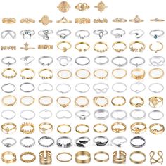 PRICES MAY VARY. VARIOUS STYLES:Gold Knuckle Ring Set is perfect for everyday wear,They Can be Used as stackable rings,knuckle rings,midi rings,joint rings,finger rings,nail rings,crystal rings,wedding rings,promise rings and toe rings.You can wear a different ring every day,It makes you look more attractive. QUALITY MATERIAL:The midi rings are made of high-quality alloy materials combined with electroplating process,lead-free and nickel free,hypoallergenic.Suitable for most women,and teenagers. Rings Pack, Rings Crystal, Hollow Ring, Stackable Ring Sets, Ring Sets Boho, Cute Engagement Rings, Diamond Videos, Gold And Silver Rings, Knuckle Rings