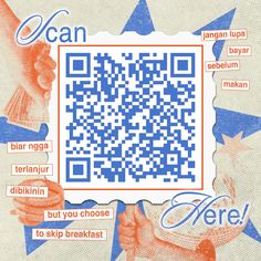 a qr - code is being used to scan the text into someone's hand