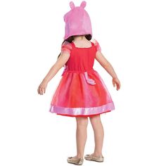 Your little one is going to love dressing up as her favorite British cartoon pig. This Peppa Pig Tutu Toddler Costume includes a pink and red dress with a glitter tulle skirt and front Peppa Pig graphic and a cute character hood for an adorable look. Now she'll be ready to set off on fun adventures with her best friend, Suzy Sheep. Peppa Pig Fancy Dress, Peppa Pig Costume, Peppa Pig Pajamas, Peppa Pig Mascot, Peppa Pig Backpack, Pig Graphic, Peppa Pig Birthday Party T-shirts & Tank Tops, Pink And Red Dress, Pig Costumes