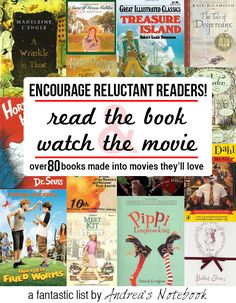 an advertisement for the book watch the movie, with many different books in front of it