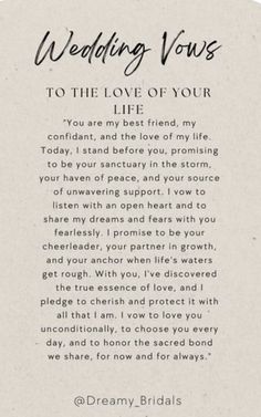 wedding vows to the love of your life