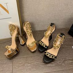 Product information:
 
 

Color: black, champagne
 
 Upper material: PU
 
 Product category: one-strip sandals
 
 Toe shape: square toe
 
 Sole material: PU
 
 Inside material: PU
 
 Heel height: 13.5cm
 
 Waterproof platform: 3cm
 
 
 Size Information:
 
 Size: 35,36,37,38,39,40,41

Unit：mm
 
 




 Packing list:
 
 A pair of sandals Black Platform Shoes, Super High Heels, Pu Heels, Peep Toe Sandals, Toe Sandals, Womens High Heels, High Heel Sandals, Womens Heels, Gladiator Sandals