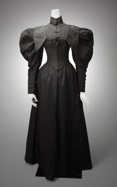 Day dress 1895 Dress, Victorian Day Dress, Black Day Dress, 1890s Dress, Fashion History Timeline, Missouri History, Black Day, Afternoon Dress