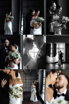 the bride and groom are posing for pictures