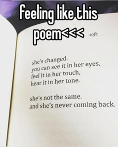 an open book with the words feeling like this poem