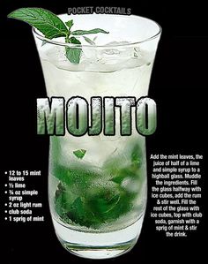 an advertisement for mojito cocktail with mints in it