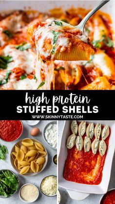 high protein stuffed shells are an easy, healthy meal that is ready in less than 30 minutes