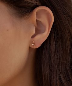 Unique and timeless, these studs are perfect for a minimal yet intriguing look. Safe for sensitive skin, our pieces are hand crafted and made to wear 24/7. Solid 14k gold. Natural diamond .018ct. Measures 9.7mm. Available as a single stud or in a pair. These earrings come with our signature mini push-on butterfly backings for the most hygienic and comfortable fit. Less metal behind your ears means less build-up and more room for multiple piercings close together. Also available in white & rose g Hair Cuffs, Multiple Piercings, Chain Anklet, White Rose Gold, White Rose, Ring Bracelet, White Roses, Anklets, Natural Diamonds