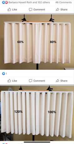 two pictures showing different types of curtains and the same size as shown in this image