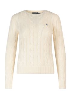 Cotton sweater with embroidered logo- Crew-neck- Long Sleeve- Braided Fabric- Ribbed Profiles- 100% Cotton | Polo Ralph Lauren Women's Sweater in Yellow | SS24 Ralph Lauren Old Money, Ralph Lauren Womens Clothing, Sweater Ralph Lauren, Designer Ralph Lauren, Polo Ralph Lauren Sweater, Polo Ralph Lauren Women, Ralph Lauren Logo, Embroidered Crewneck, Ralph Lauren Sweater