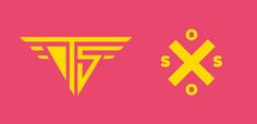 two yellow and pink logos with the letter f, s, and o on them