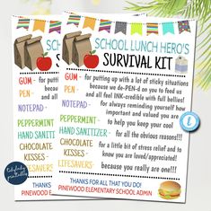 back to school lunch menu for kids with free printables on the front and back