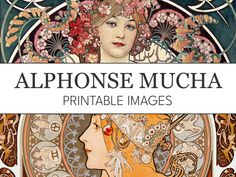 an advertisement for the book, alphonse mucha printable images