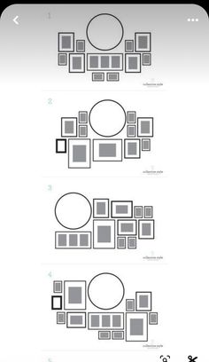 the diagram shows how to use different shapes and sizes for each piece of art, including circles