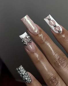 Medium Short Acrylic Nails, Icy Nails, Long Square Nails, French Acrylic Nails, Classy Acrylic Nails, Glam Nails, Fire Nails