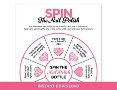 spin the nail polish bottle game with instructions for valentine's day and valentine's day