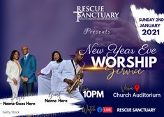 an advertisement for the new year eve worship service