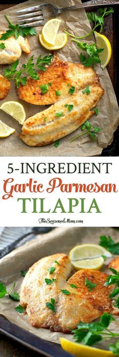 With just 5 minutes of prep and 5 simple ingredients, this Garlic Parmesan Tilapia is an easy and healthy dinner for busy weeknights! #ad #Libbys Tilapia Recipes, Diner Recept, Garlic Parmesan, Fish Dishes, Seafood Dishes, Recipes Healthy, Fish Recipes, Seafood Recipes, Healthy Dinner Recipes