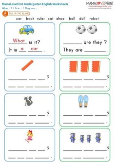 printable worksheet for children to learn english with pictures and words on them