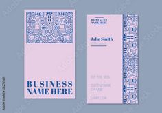 the business card is designed in blue and white, with an abstract pattern on it