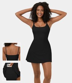 Women’s Softlyzero™ Plush Corset Backless 2-in-1 Pocket Flare Mini Slip Casual Dress-UPF50+ - Halara Black Dress Outfits Casual, Black Dress Fall Outfit, Aesthetic Black Dresses, Casual Black Dress Outfit, Dress Outfits Black, Black Dress Outfit Ideas, Outfits Ideas Black, Casual Outfits Black, Mini Flare Dress