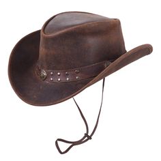 PRICES MAY VARY. Classic Western Style: Embrace the spirit of the Wild West with our authentic leather cowboy hat, designed to channel that timeless cowboy charm. Premium Leather Construction: Crafted from high-quality leather, this hat is both durable and stylish, making it a perfect accessory for outdoor adventures or Western-themed events. Comfortable Fit: With a comfortable inner lining and an adjustable chin cord, our cowboy hat ensures a secure and comfortable fit, even during long days on Western Leather Brimmed Costume Hats, Cheap Brown Women's Cowboy Hat, Brown Leather Western Hat, Brown Leather Rodeo Hat, Luxury Leather Country Cowboy Hat, Mlp Redesigns, Kids Cowboy Hats, Cowgirl Halloween, Leather Cowboy Hats