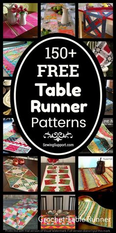 a collage of pictures with the words free table runner patterns