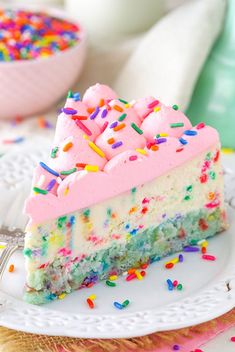 a slice of cake with sprinkles on it is shown in the instagram