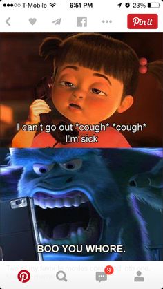 an animated movie scene with the caption that says, i can't go out tough