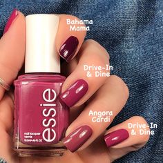 Essie Drive In And Dine, Essie A List, Nails Feminine, Happy Womens, Opi Nail Colors, Pretty Nail Colors, Diy Nail Polish, Nail Colour