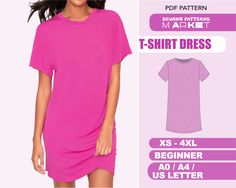 a women's t - shirt dress sewing pattern